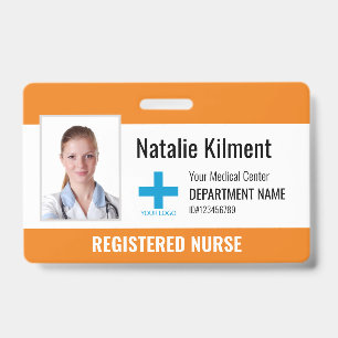Badge Logo du nom de la photo de l'employé de l'hôpital