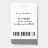 Badge Logo du nom de l'employé de l'hôpital Gris et blan (Arrière)
