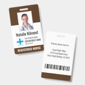 Badge Logo du nom photo de l'employé de l'hôpital Brown (Avant & arrière)