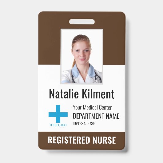 Badge Logo du nom photo de l'employé de l'hôpital Brown (Avant)