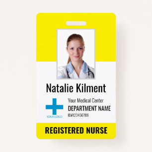 Badge Logo du nom photo de l'employé de l'hôpital Jaune 
