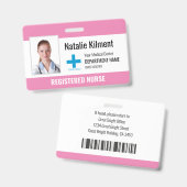 Badge Logo du nom photo de l'employé de l'hôpital rose e (Avant & arrière)