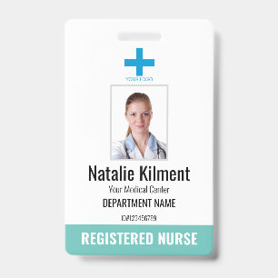 Badge Logo du nom photo de l'employé de l'hôpital Turquo