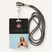 Badge Logo du photographe rose Gold | Balise de nom de l (Devant avec lanière)