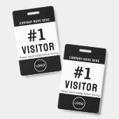 Badge Logo du visiteur moderne Entreprise Noir (Recto et verso)
