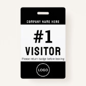 Badge Logo du visiteur moderne Entreprise Noir (Devant)