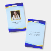 Badge Logo élégant Blue Gold Luxury Designer (Avant & arrière)