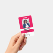 Badge Logo employé photo Fuchsia rose Code QR Sécurité (Manuel / portable)