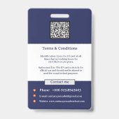 Badge Logo employé photo ou code QR de sécurité (Arrière)