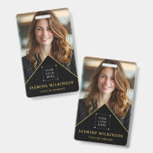 Badge Logo en or noir Professionnel photo moderne (Front & Back)