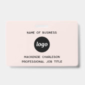 Badge Logo Entreprise Professionnel Blush Rose Nom (Avant)