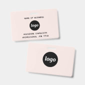 Badge Logo Entreprise Professionnel Blush Rose Nom (Avant & arrière)