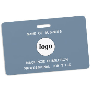 Badge Logo Entreprise Professionnelle Nom Bleu Poussiére