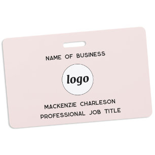 Badge Logo Entreprise Professionnelle Nom Rose Blush