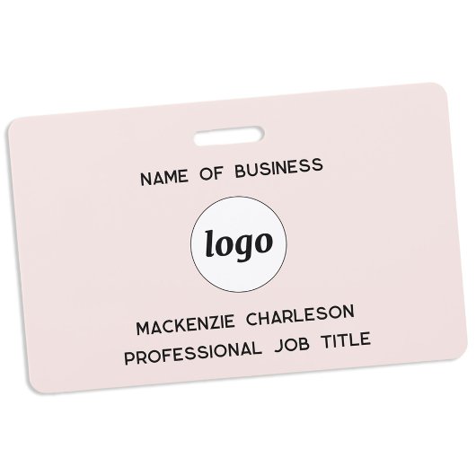 Badge Logo Entreprise Professionnelle Nom Rose Blush