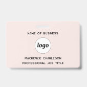 Badge Logo Entreprise Professionnelle Nom Rose Blush (Avant)