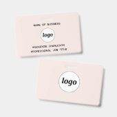 Badge Logo Entreprise Professionnelle Nom Rose Blush (Avant & arrière)