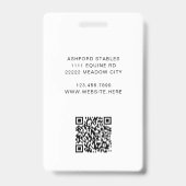 Badge Logo équestre du cheval Volontaire Employé Code QR (Arrière)