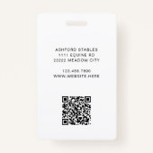 Badge Logo équestre du cheval Volontaire Employé Code QR (Dos)