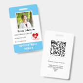 Badge Logo et carte d'identité avec photo d'infirmière d (Avant & arrière)