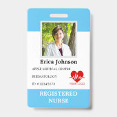 Badge Logo et carte d'identité avec photo d'infirmière d (Avant)