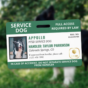 Badge Logo et carte d'identité de chien d'assistance Ver