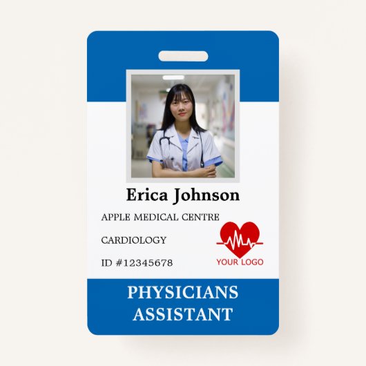 Badge Logo et ID photo de l'employé de l'hôpital personn (Devant)