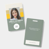 Badge Logo et ID photo de l'employé élégant Sage Green (Front & Back)