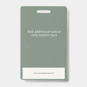 Badge Logo et ID photo de l'employé élégant Sage Green (Back)
