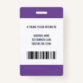 Badge Logo et ID photo de l'employé Médicale personnalis (Dos)