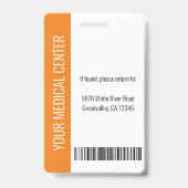 Badge Logo et ID photo de l'employé Médicale personnalis (Back)