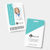 Badge Logo et ID photo de l'employé Médicale Turquoise (Avant & arrière)