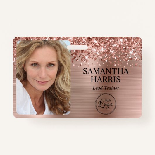 Badge Logo et photo de Glittery Rose Gold (Devant)