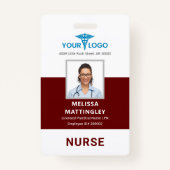 Badge Logo et photo de l'employé de l'hôpital (Devant)