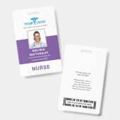 Badge Logo et photo de l'employé de l'hôpital (Avant & arrière)