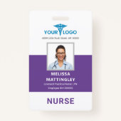 Badge Logo et photo de l'employé de l'hôpital (Devant)