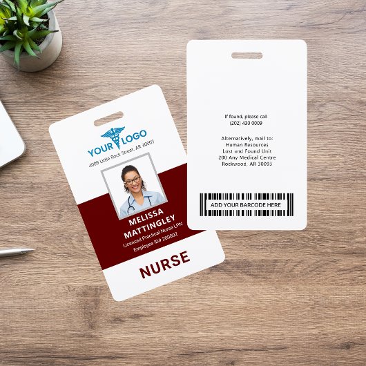 Badge Logo et photo de l'employé de l'hôpital