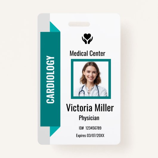 Badge Logo et photo de l'employé de l'hôpital personnali (Devant)