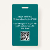 Badge Logo et photo de l'employé de l'hôpital personnali (Dos)