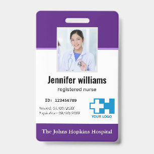 Badge Logo et photo d'employé d'hôpital personnalisé élé