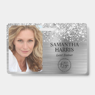 Badge Logo et photo en feuille d'argent scintillant