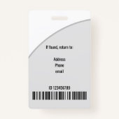 Badge Logo gris simple Code à barres Infirmière inscrite (Dos)