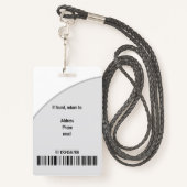 Badge Logo gris simple Code à barres Infirmière inscrite (Derrière avec lanière)