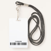 Badge Logo gris simple Code à barres Numéro de la photo (Derrière avec lanière)