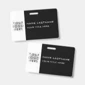 Badge Logo Horizontal Moderne Noir Blanc Nom (Front & Back)