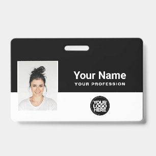 Badge Logo Lanyard noir personnalisé Code barre photo e