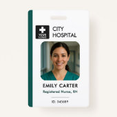 Badge Logo Médicale Modèle Employé Nom photo Infirmière  (Devant)