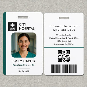 Badge Logo Médicale Modèle Employé Nom photo Infirmière