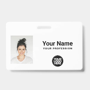 Badge Logo minimaliste personnalisé pour employé blanc