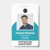 Badge Logo Modèle Nom photo de l'employé ID Turquoise Bl (Avant)